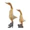 Set of 2 Brown Bamboo Coastal Duck Sculpture, 17", 12"